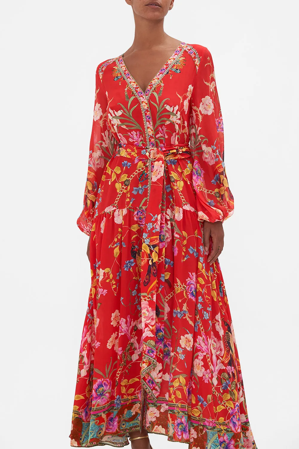 V NECK DRESS WITH BELT RUFFLE SOME FEATHERS sold by Camilla product image thumbnail 5