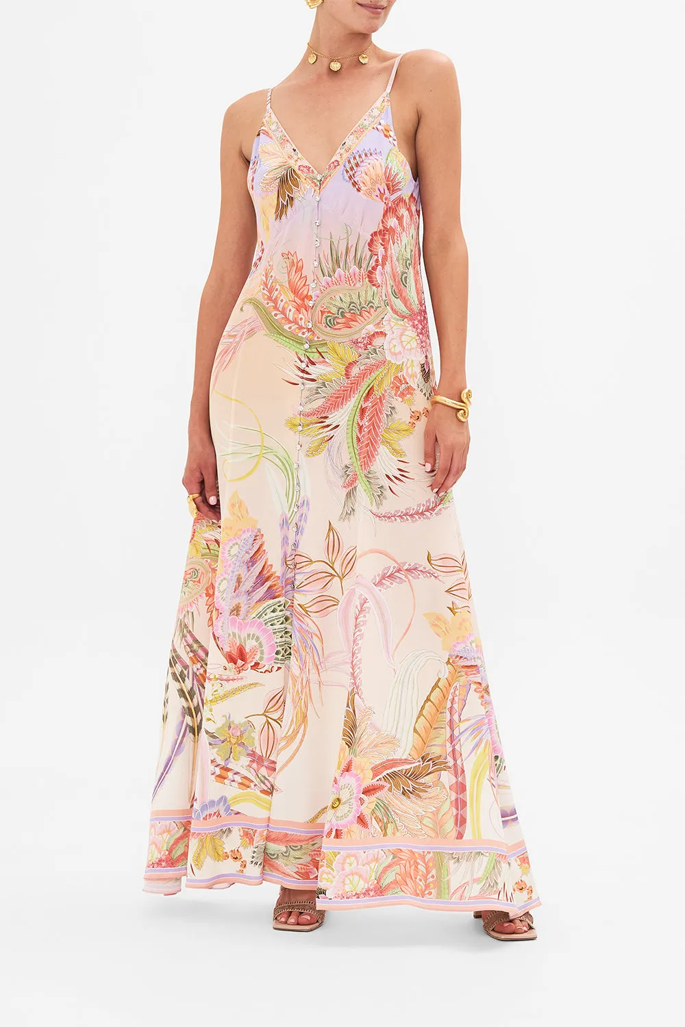 BUTTON FRONT STRAPPY DRESS COSMIC TUSCAN sold by Camilla