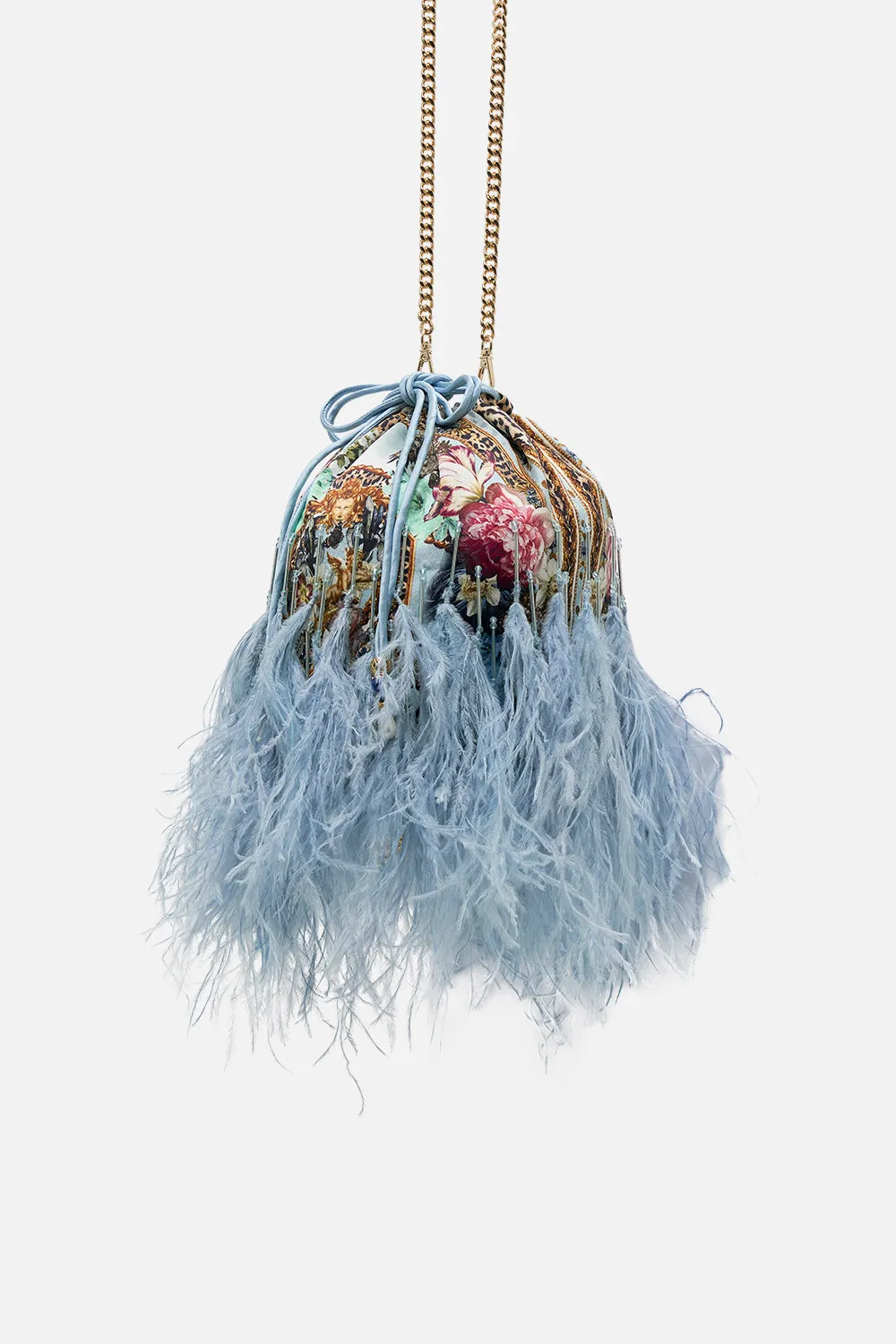 ROUND DRAWSTRING POUCH WITH FEATHERS LETTERS TO LEO sold by Camilla product image thumbnail 2