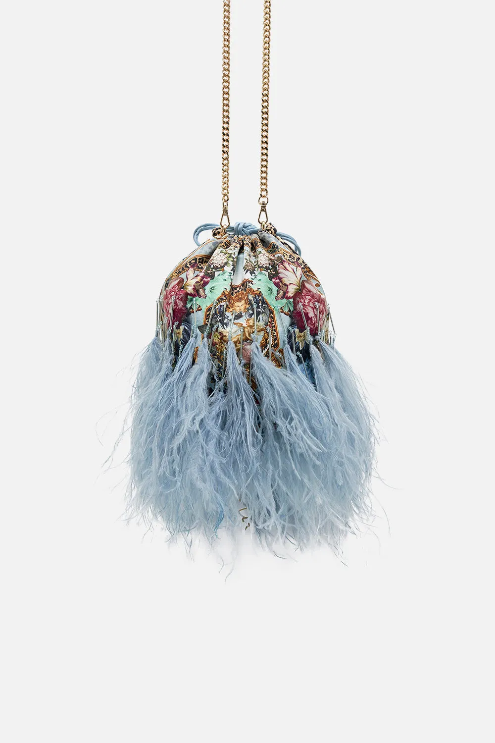 ROUND DRAWSTRING POUCH WITH FEATHERS LETTERS TO LEO sold by Camilla product image thumbnail 4