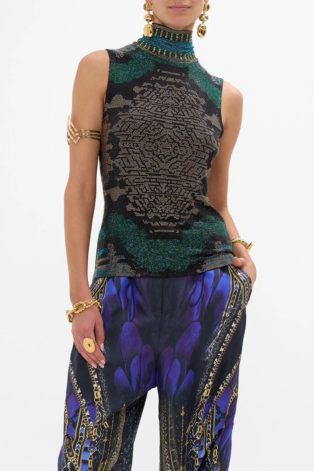 SLEEVELESS JERSEY TURTLENECK WITH BUTTONS OTHER SIDE OF THE OASIS sold by Camilla product image thumbnail 5