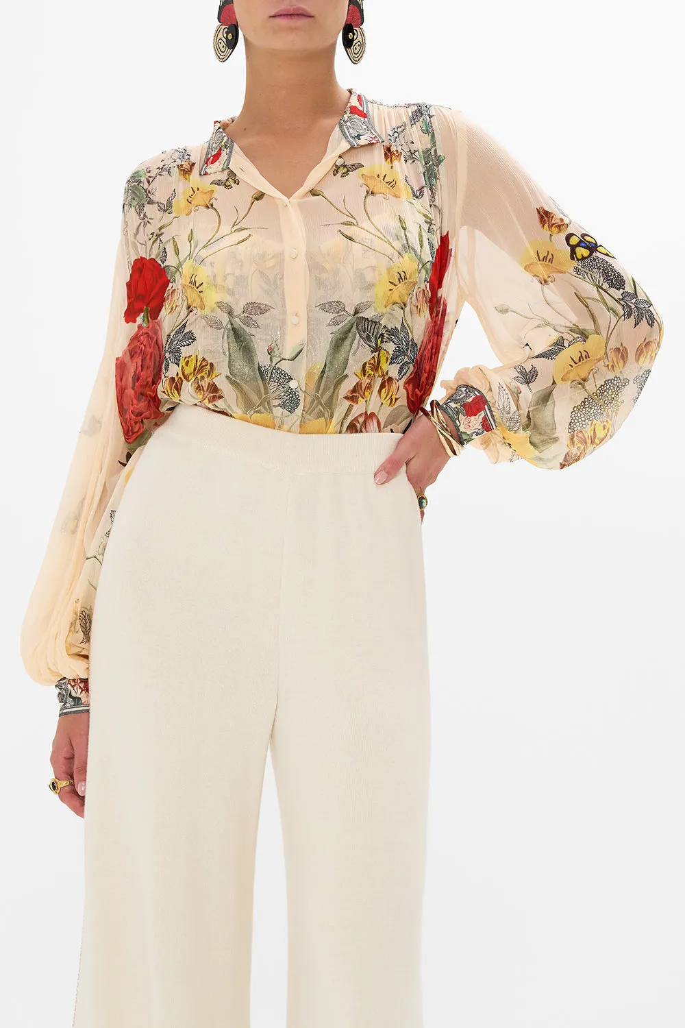 HIGH NECK BUTTON THROUGH BLOUSE ETCHED INTO ETERNITY sold by Camilla product image thumbnail 5