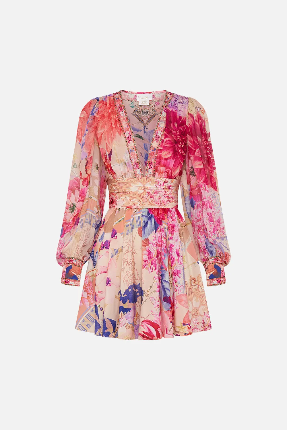 SHORT DRESS WITH BLOUSON SLEEVE ROSE BED RENDEZVOUS sold by Camilla product image thumbnail 3