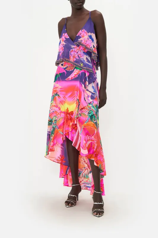 RUFFLE OVERLAYER WRAP DRESS FLIGHT OF THE FLAMINGO sold by Camilla