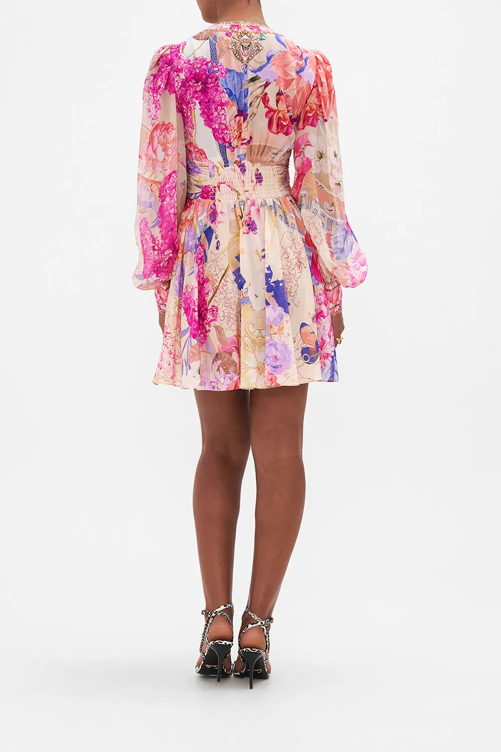 SHORT DRESS WITH BLOUSON SLEEVE ROSE BED RENDEZVOUS sold by Camilla product image thumbnail 2
