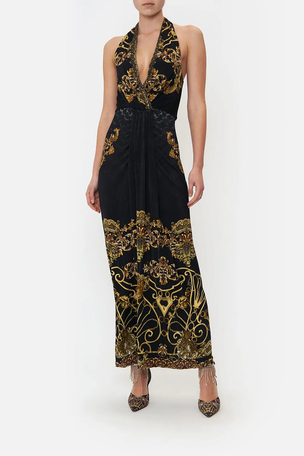 LONG JERSEY HALTER DRESS SHADOWS OF ARMADA sold by Camilla