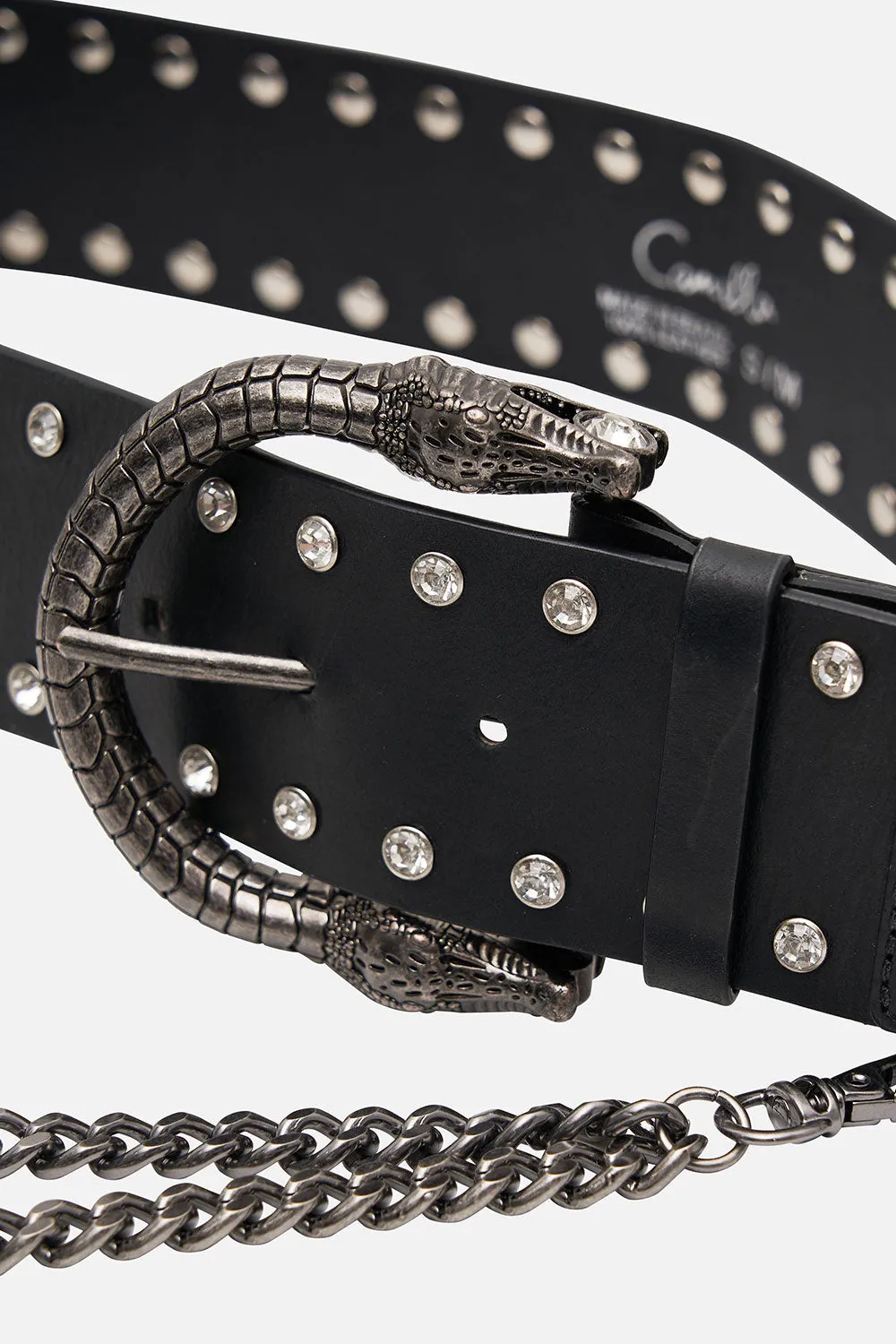 DOUBLE CROC LEATHER BELT SOLID BLACK sold by Camilla product image thumbnail 3