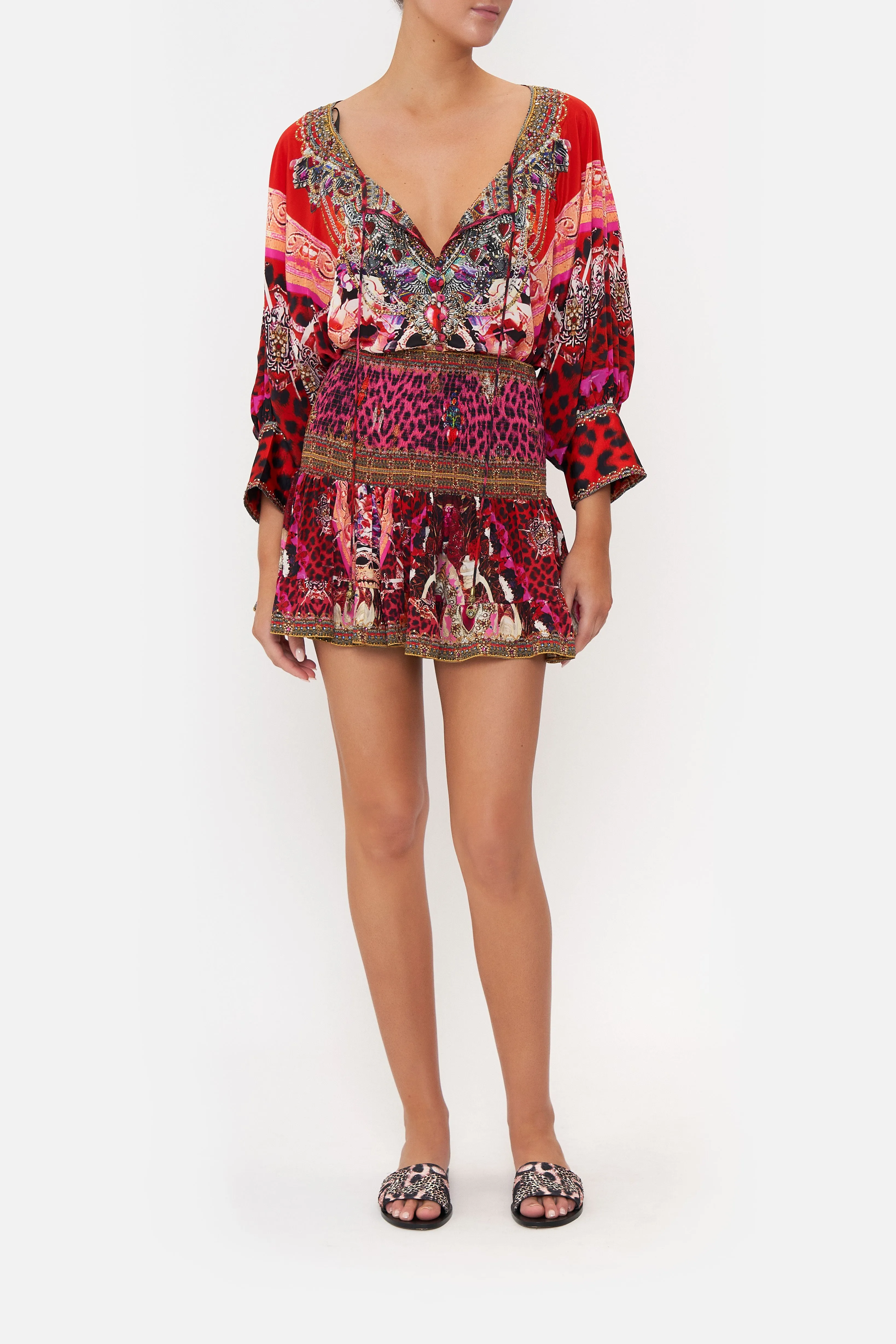 SHORT SHIRRED SKIRT ARTESANIA MANIA sold by Camilla