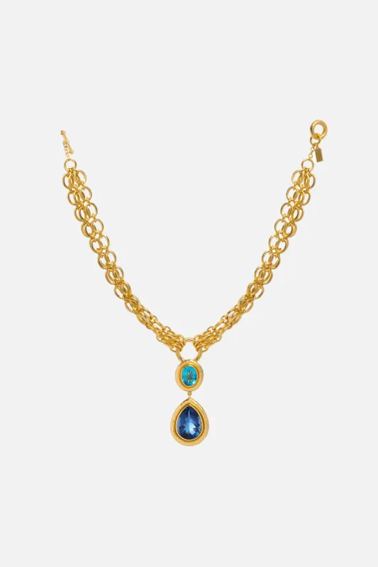 SANTORINI TOPAZ AND SAPPHIRE NECKLACE MULTI sold by Camilla
