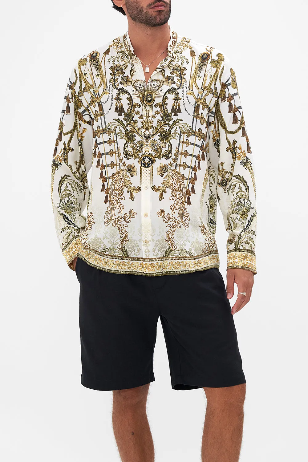 LONG SLEEVE MANDARIN COLLAR SHIRT ROAD TO RICHESSE sold by Camilla product image thumbnail 4