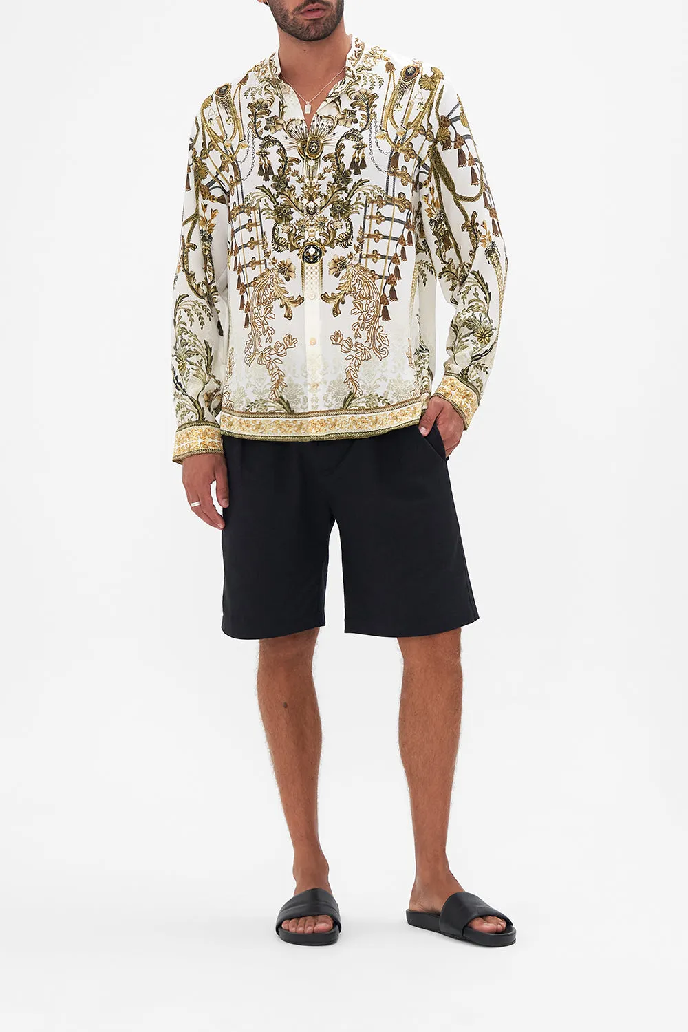 LONG SLEEVE MANDARIN COLLAR SHIRT ROAD TO RICHESSE sold by Camilla