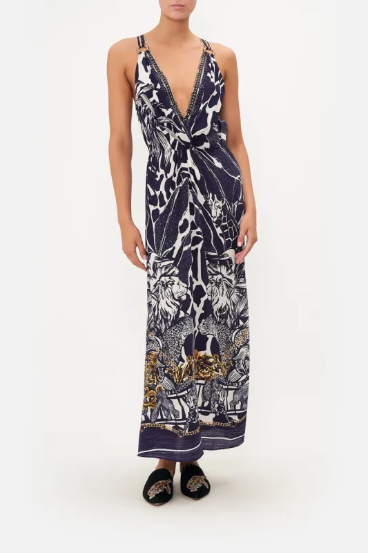 TWIST FRONT DRESS WITH HARDWARE WHERES YOUR HEAD AT sold by Camilla