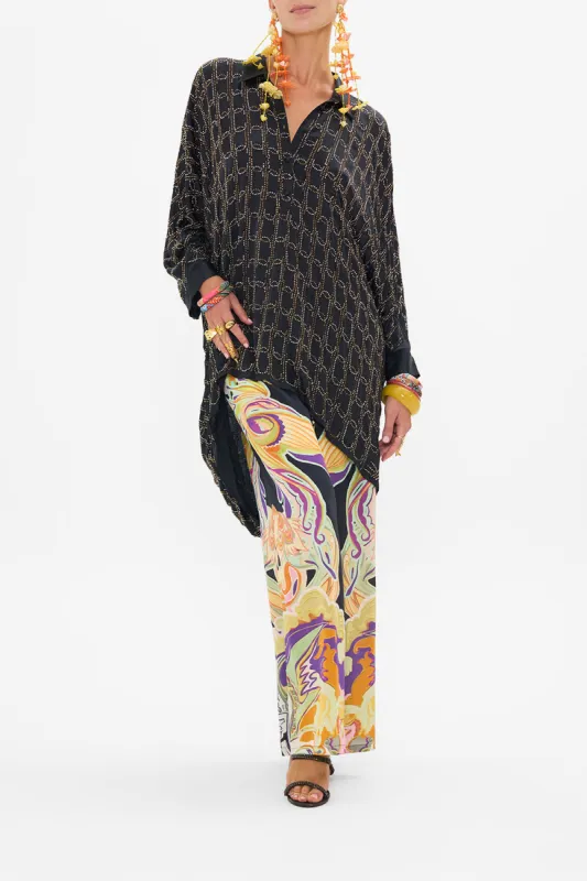 HOTFIX BUTTON UP TOP WITH DRAPED BACK FILM DIVA sold by Camilla
