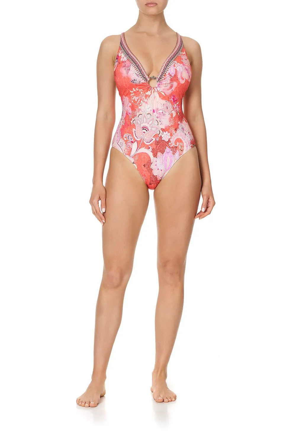 RING DETAIL PLUNGE ONE PIECE PALACE MUSE sold by Camilla