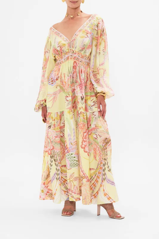 SHIRRED DETAIL LONG SLEEVE DRESS COSMIC TUSCAN sold by Camilla