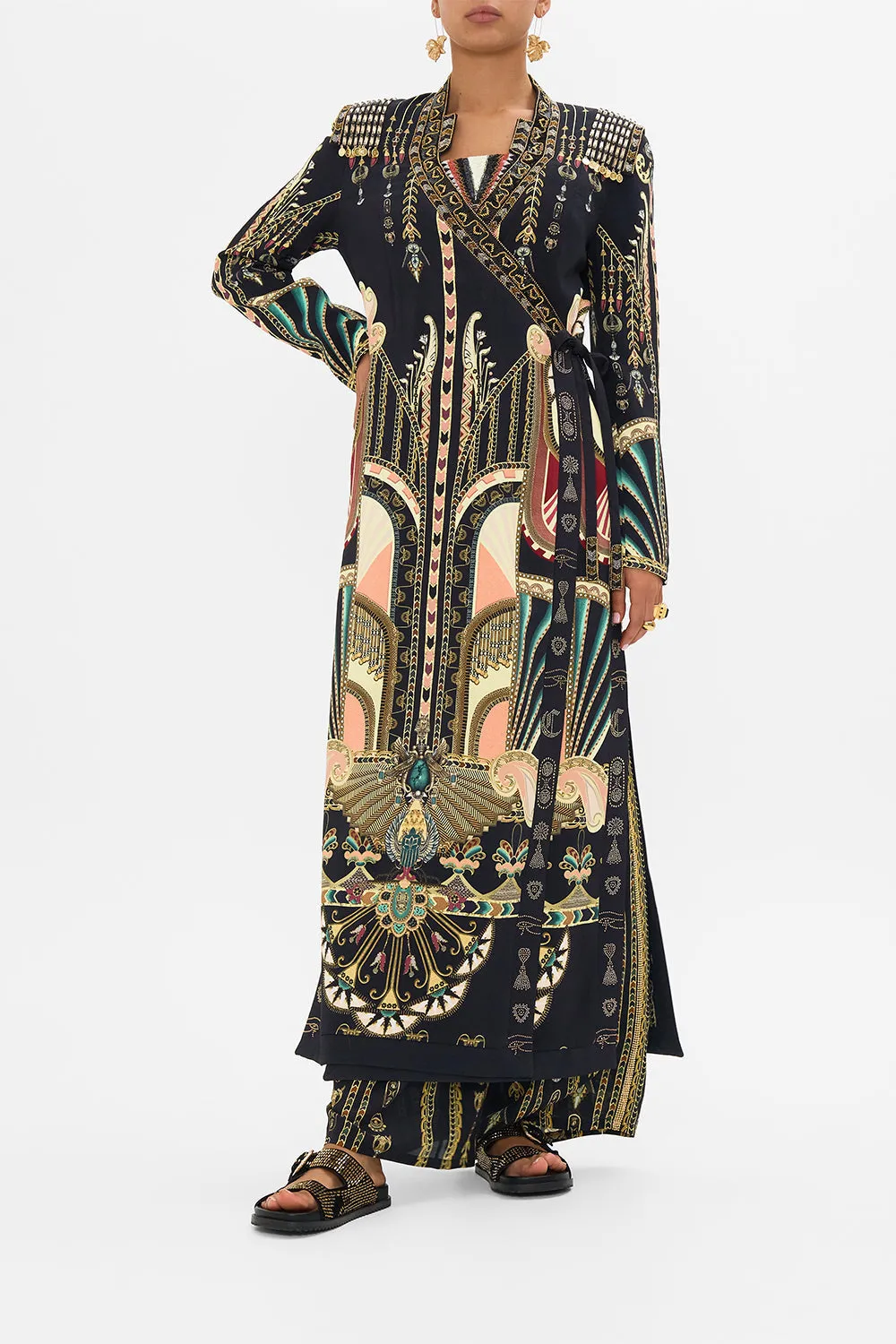 HAND EMBELLISHED CROSS OVER COAT THEY CALLED HER NEFERTARI sold by Camilla
