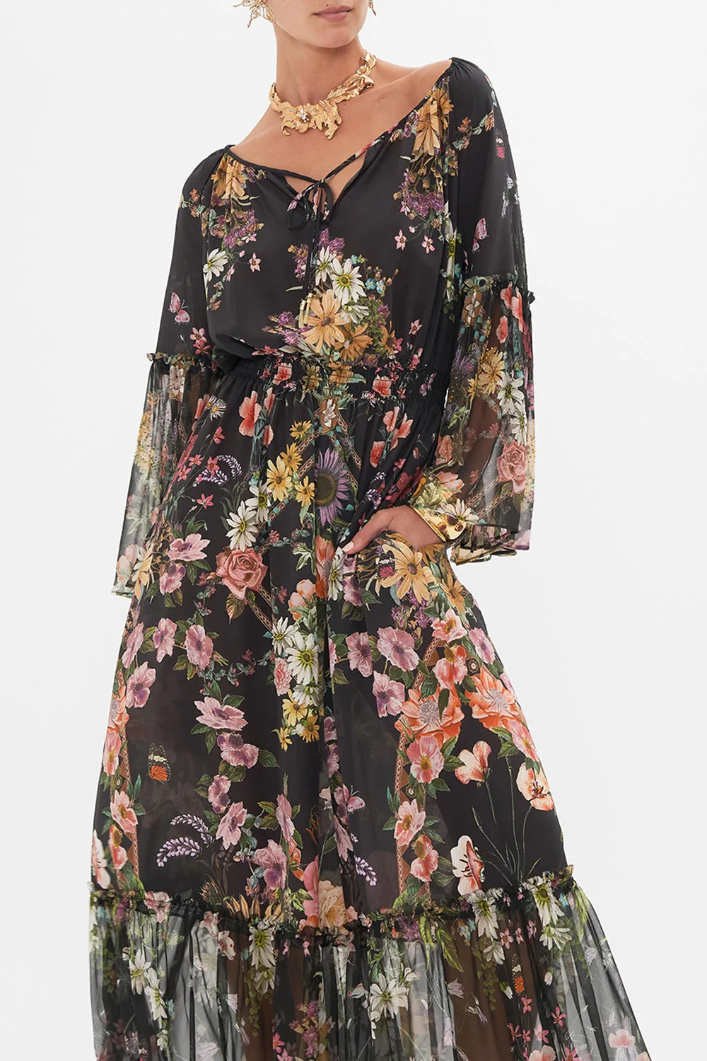 LONG DRESS WITH GATHERED BELL SLEEVE LETTERS FROM A VINEYARD sold by Camilla product image thumbnail 5