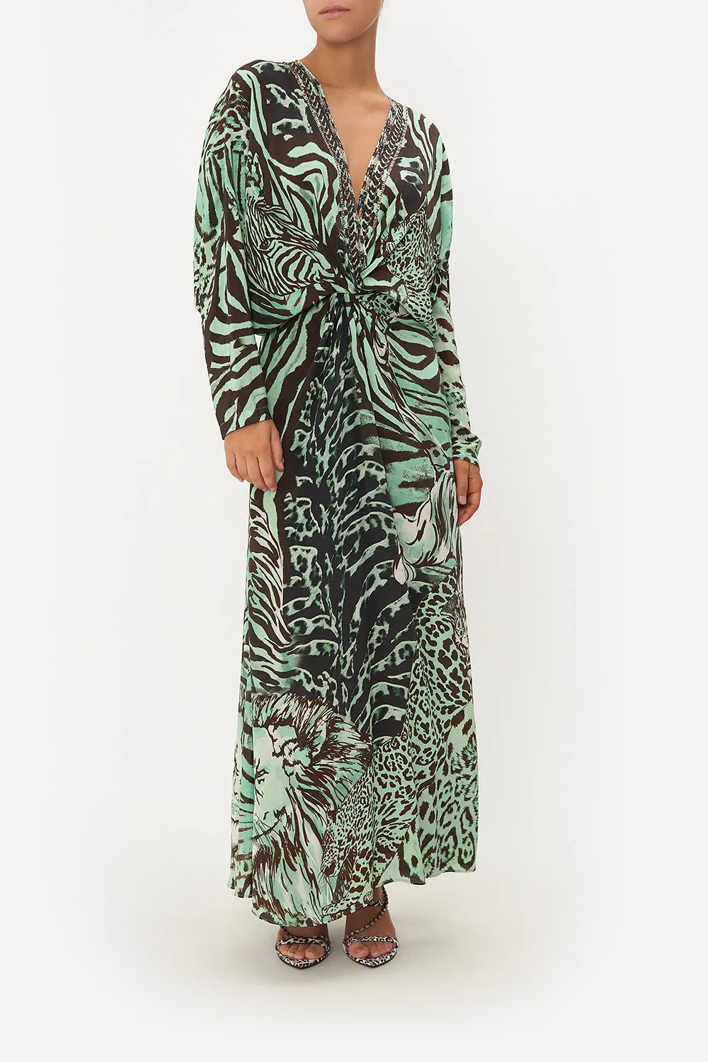 TWIST FRONT BATWING DRESS LEOPARD LORE sold by Camilla