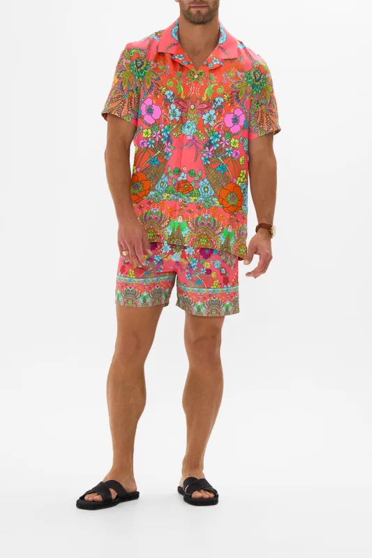 SHORT SLEEVE CAMP COLLARED SHIRT WINDMILLS AND WILDFLOWERS sold by Camilla