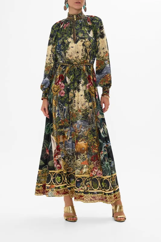 DRAWCORD WAIST LONG DRESS TAPESTRY TOTEMS sold by Camilla
