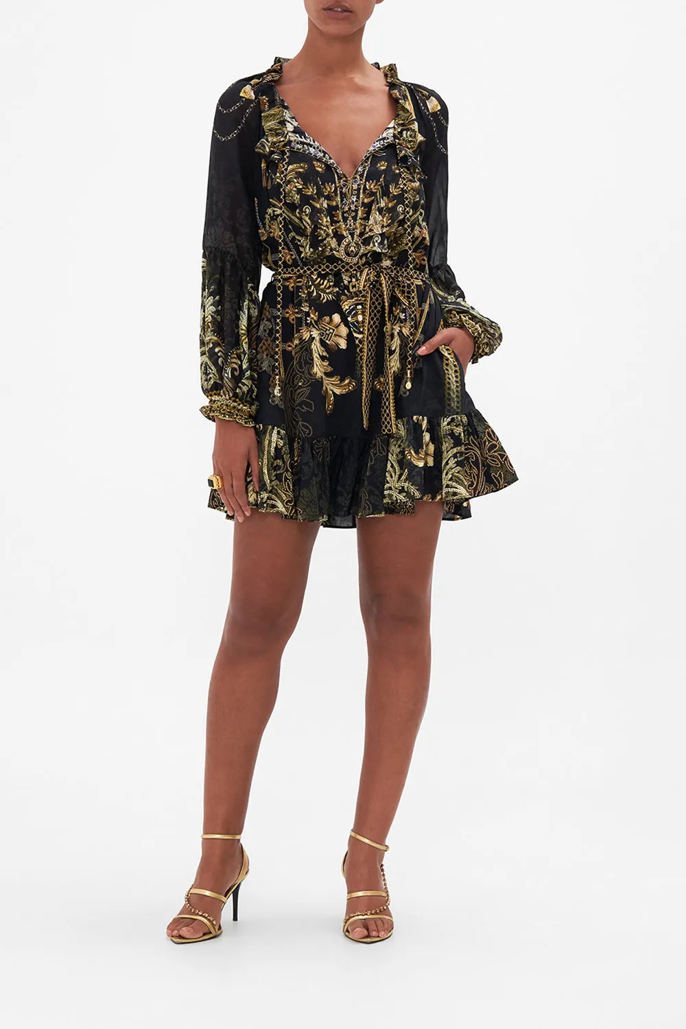 MINI RUFFLE TRAPEZE DRESS THE NIGHT IS NOIR sold by Camilla