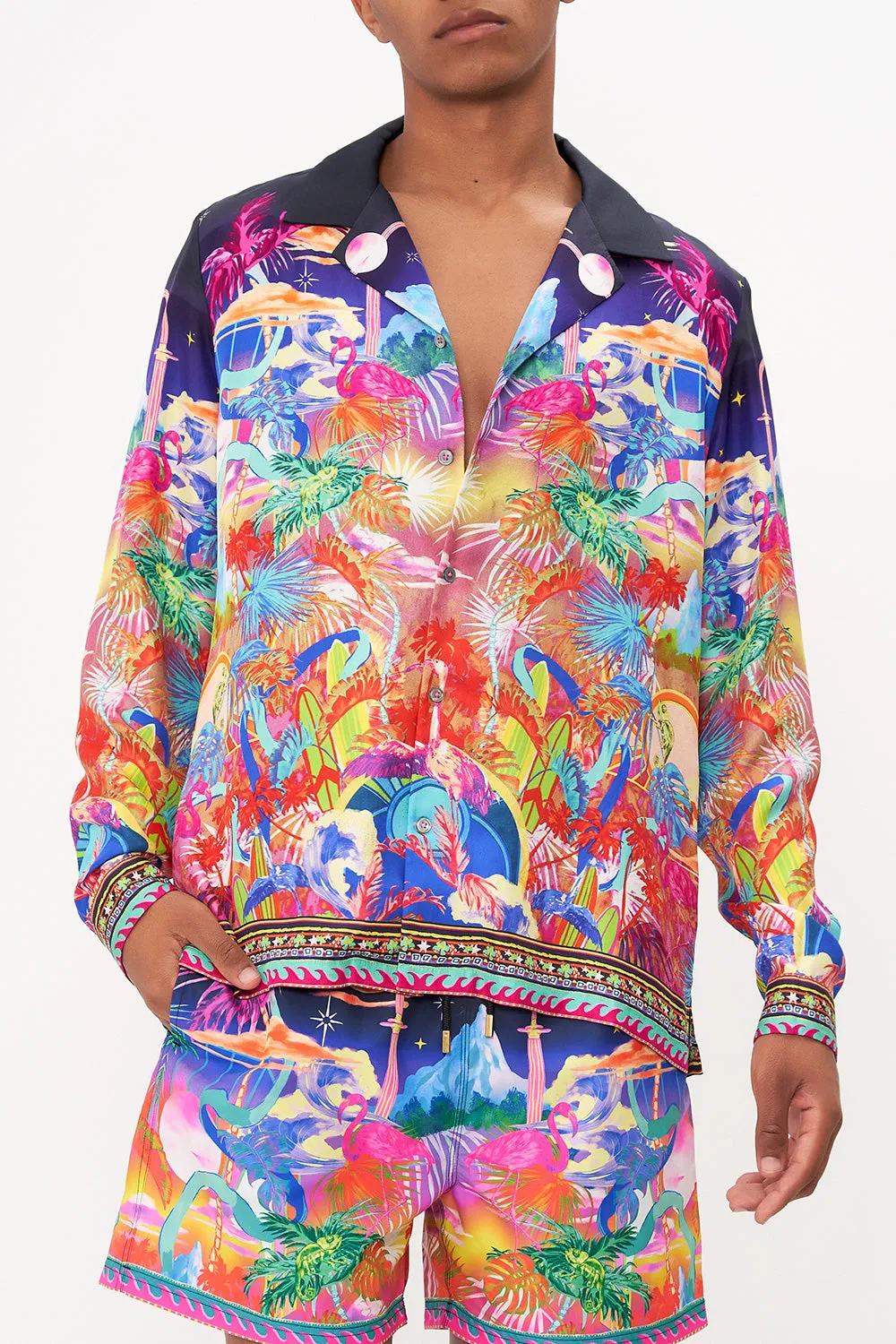 LONG SLEEVE CAMP COLLARED SHIRT FLIGHT OF THE FLAMINGO sold by Camilla product image thumbnail 5