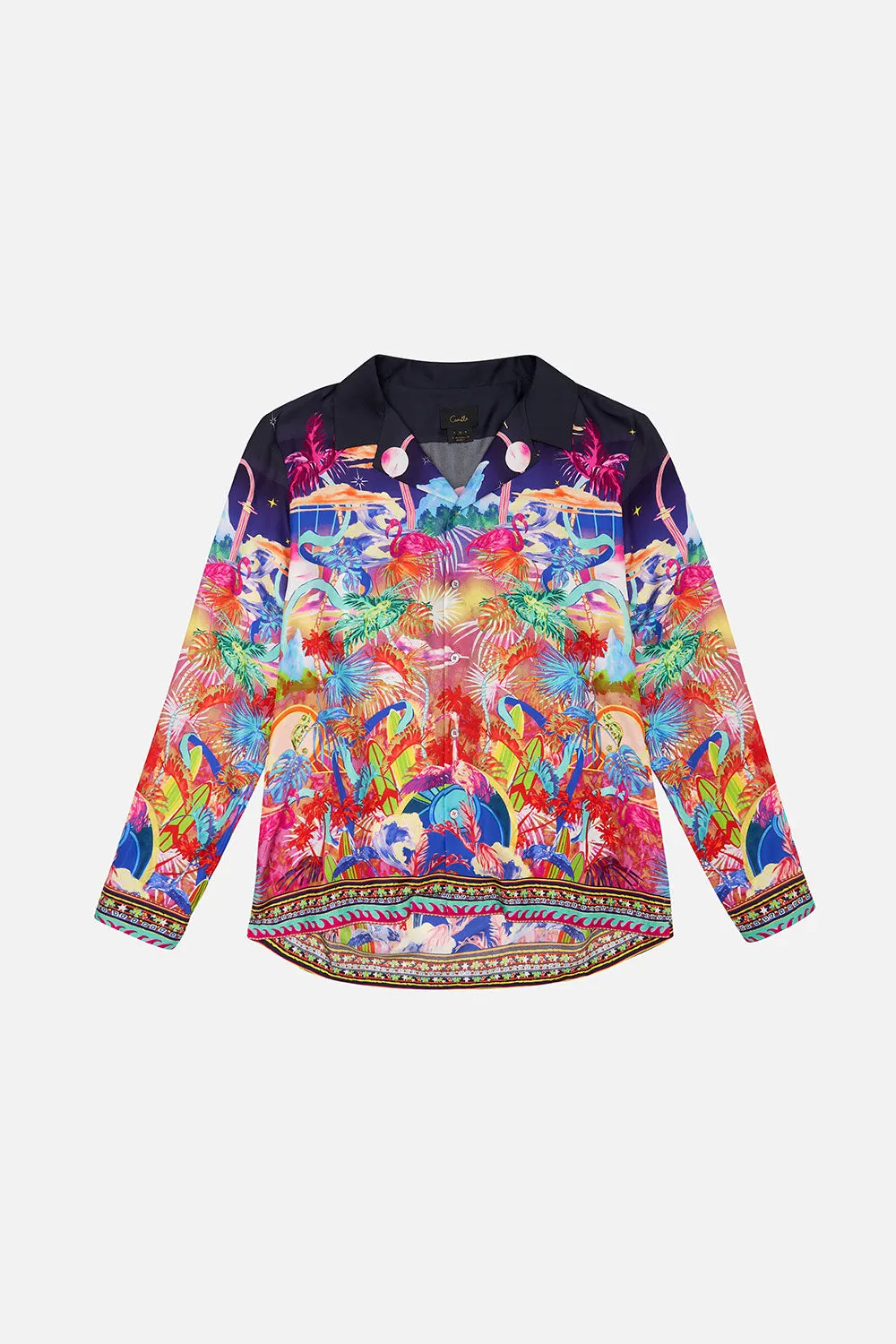LONG SLEEVE CAMP COLLARED SHIRT FLIGHT OF THE FLAMINGO sold by Camilla product image thumbnail 3