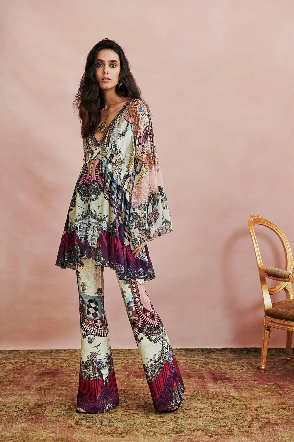 FLARED DRESS WITH SHIRRED WAIST VIOLET CITY sold by Camilla product image thumbnail 2