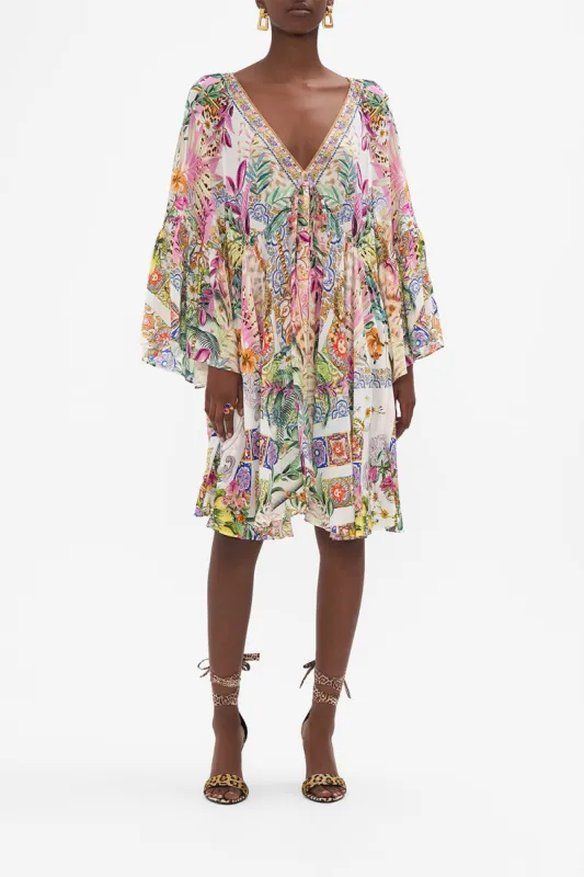 A-LINE RUFFLE SLEEVE DRESS FLOWERS OF NEPTUNE sold by Camilla