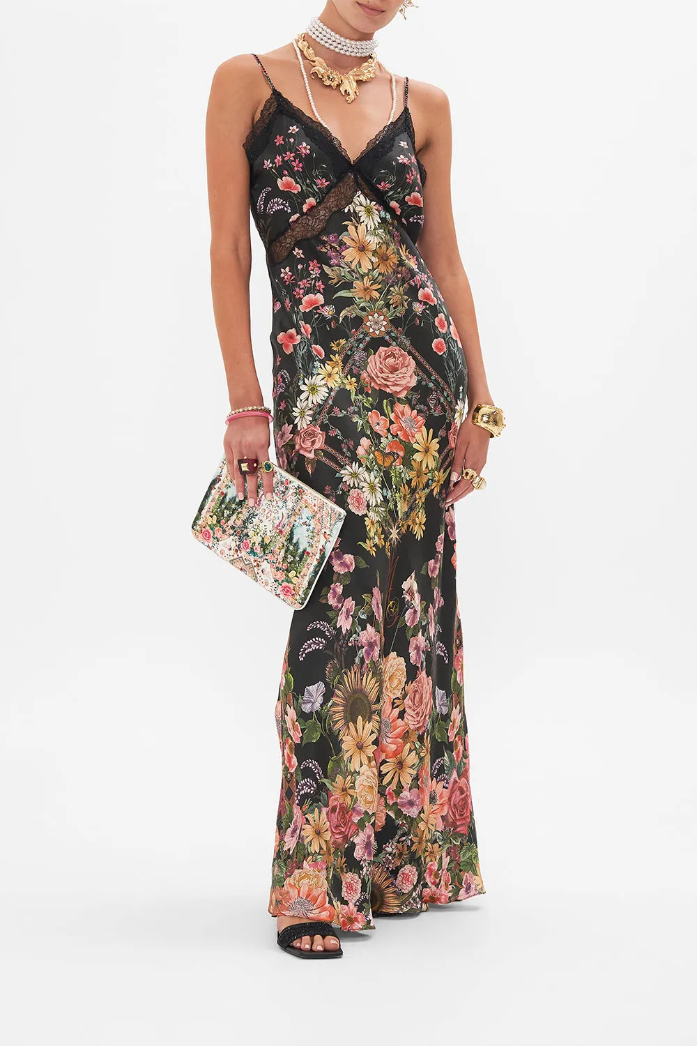 V NECK FULL LENGTH BIAS SLIP DRESS LETTERS FROM A VINEYARD sold by Camilla