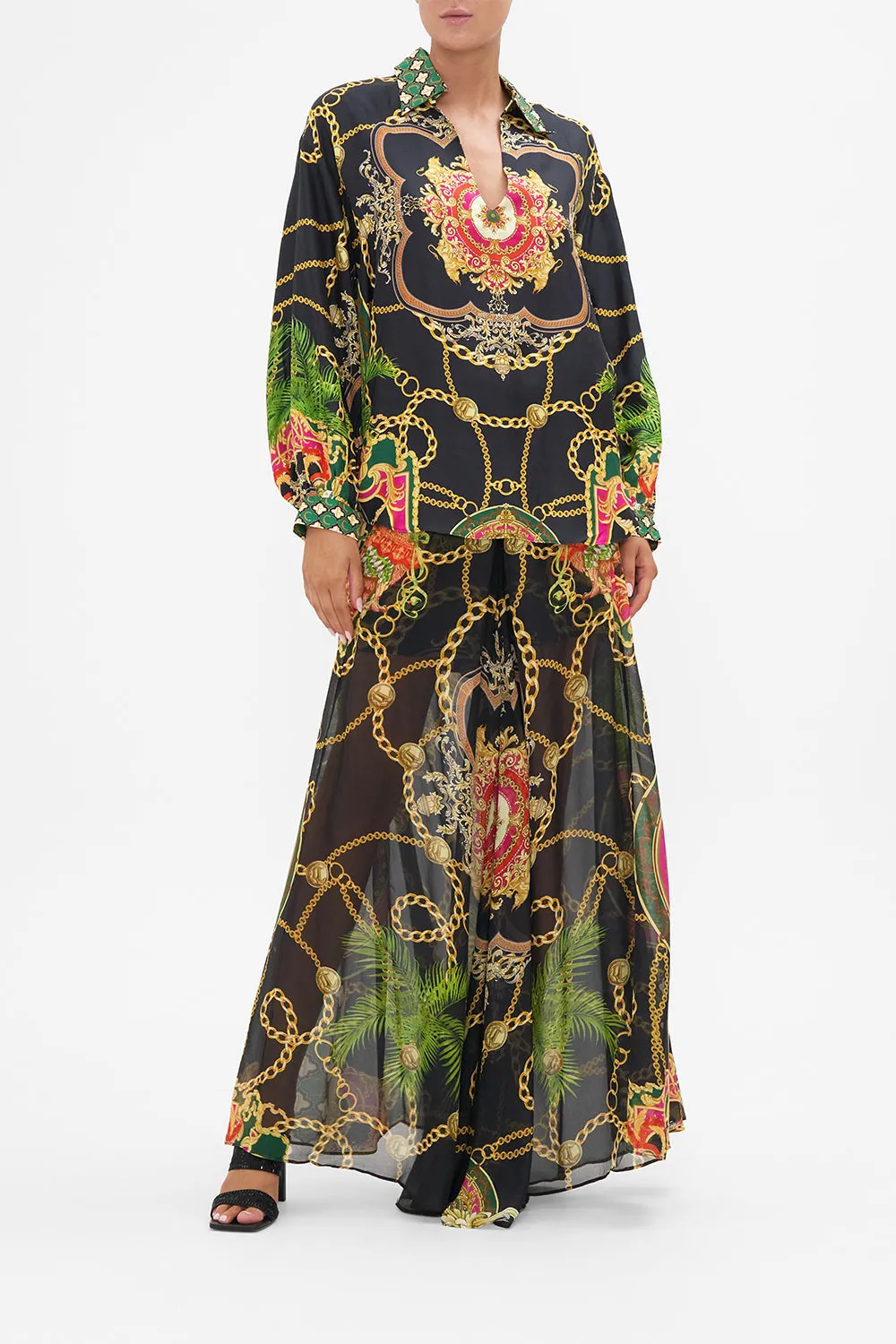 V-NECK BLOUSE WITH COLLAR JEALOUSY AND JEWELS sold by Camilla product image thumbnail 3