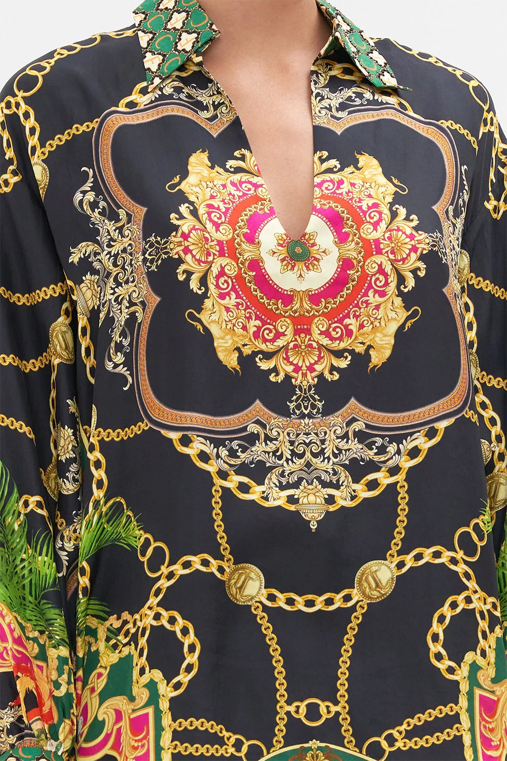 V-NECK BLOUSE WITH COLLAR JEALOUSY AND JEWELS sold by Camilla product image thumbnail 5