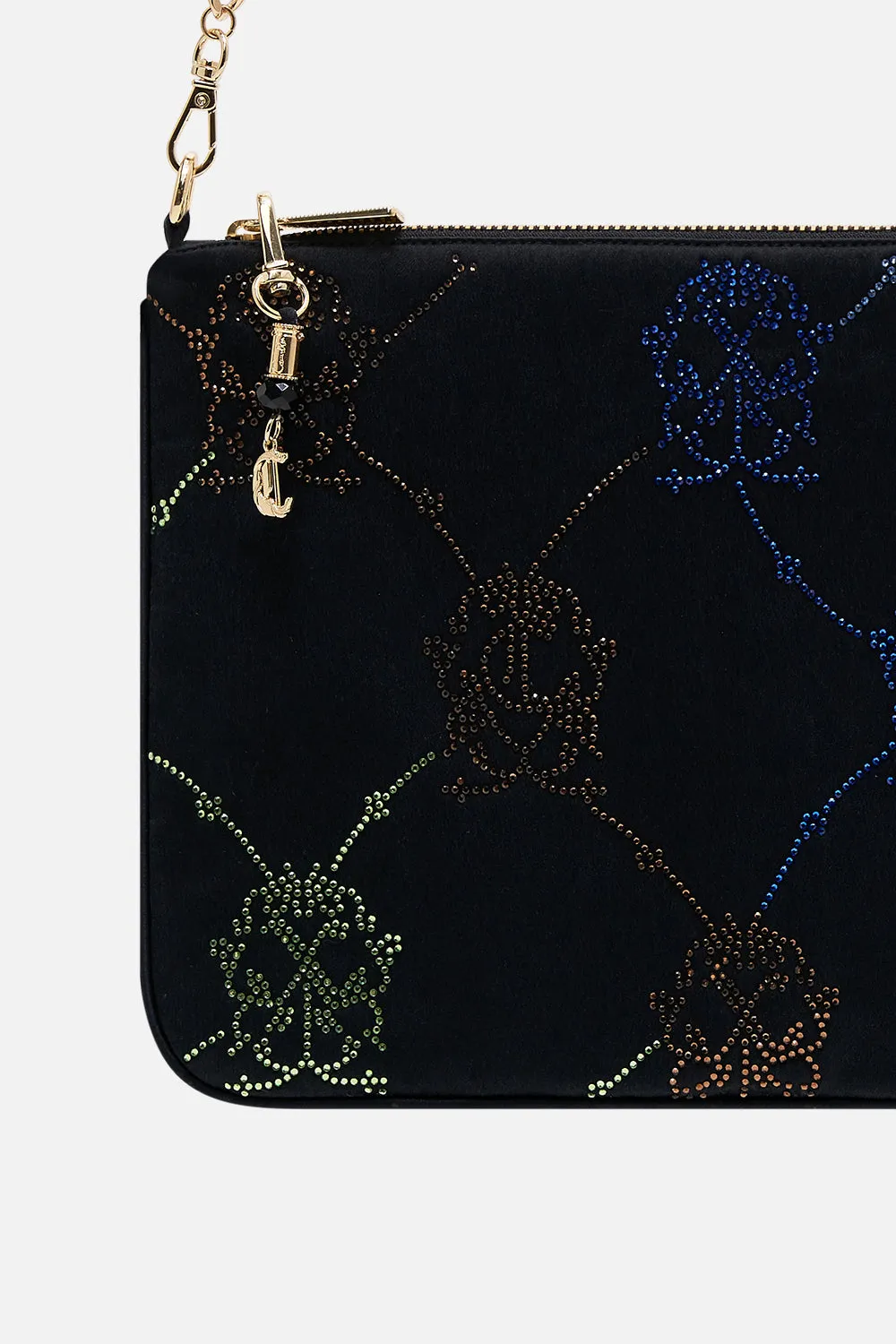 EMBELLISHED ZIP TOP CLUTCH WITH STRAP BLACK MONO sold by Camilla product image thumbnail 3