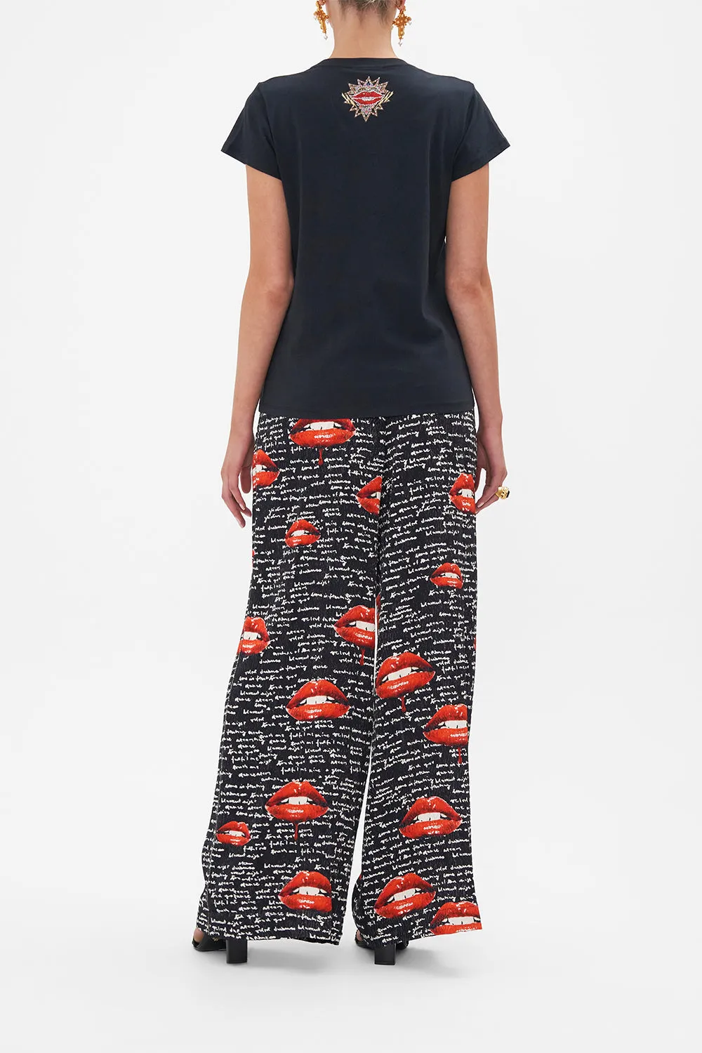 SLIM FIT ROUND NECK T-SHIRT - BLACK CHAOS MAGIC sold by Camilla product image thumbnail 2