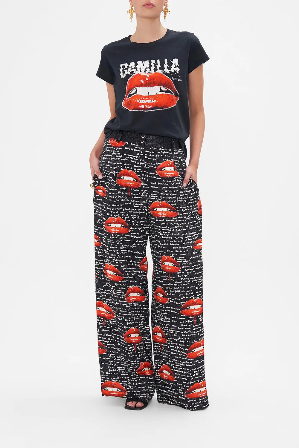 SLIM FIT ROUND NECK T-SHIRT - BLACK CHAOS MAGIC sold by Camilla