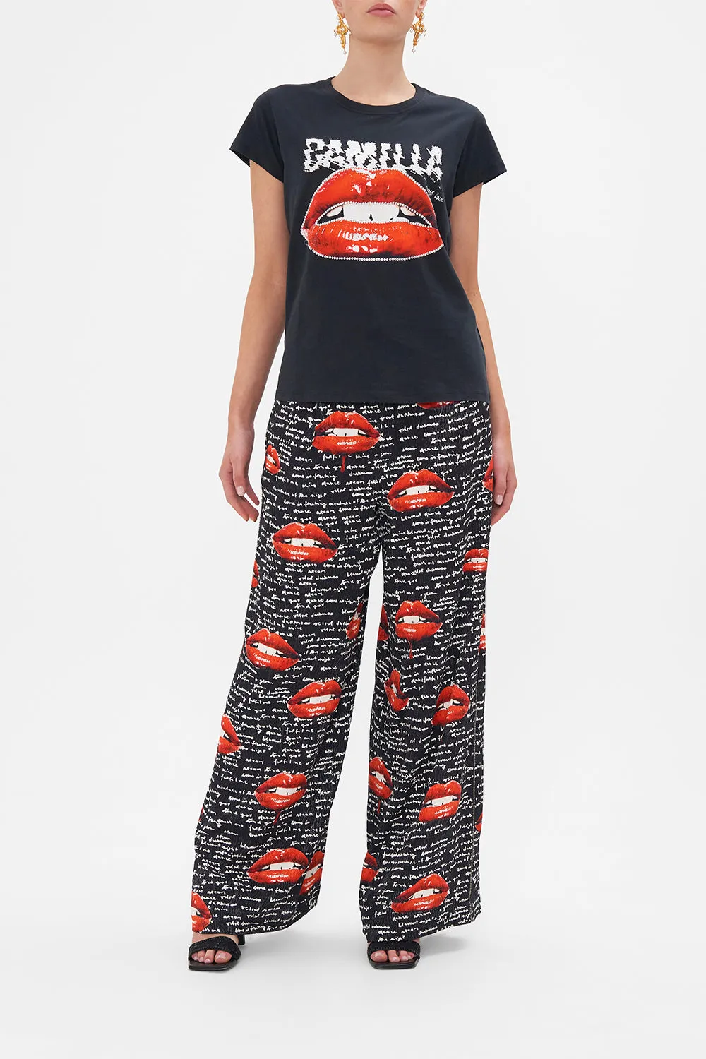 SLIM FIT ROUND NECK T-SHIRT - BLACK CHAOS MAGIC sold by Camilla product image thumbnail 4