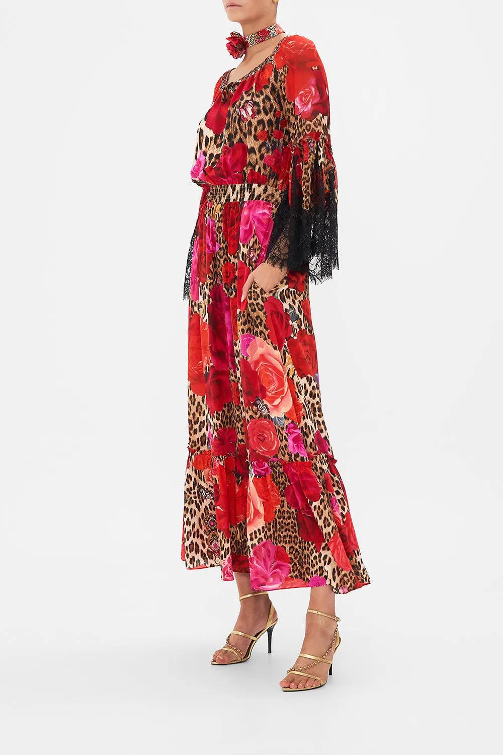 LONG DRESS WITH GATHERED BELL SLEEVE HEART LIKE A WILDFLOWER sold by Camilla product image thumbnail 4