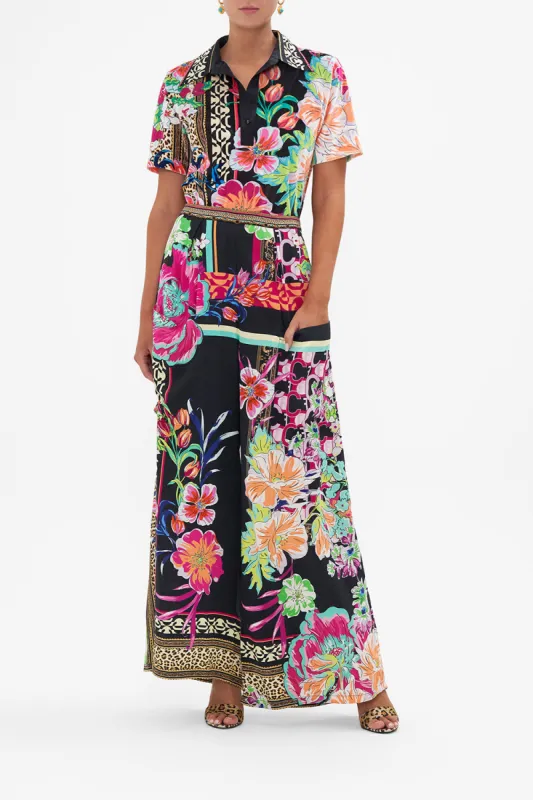 WIDE LEG TROUSER WITH FRONT POCKETS PRINTED PRIMA VERA sold by Camilla