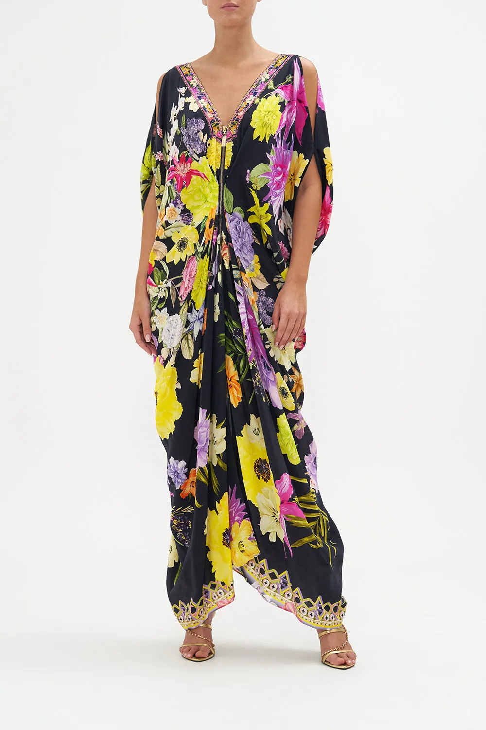 LONG DRAPE DRESS WITH ZIP FRONT PEACE BE WITH YOU sold by Camilla