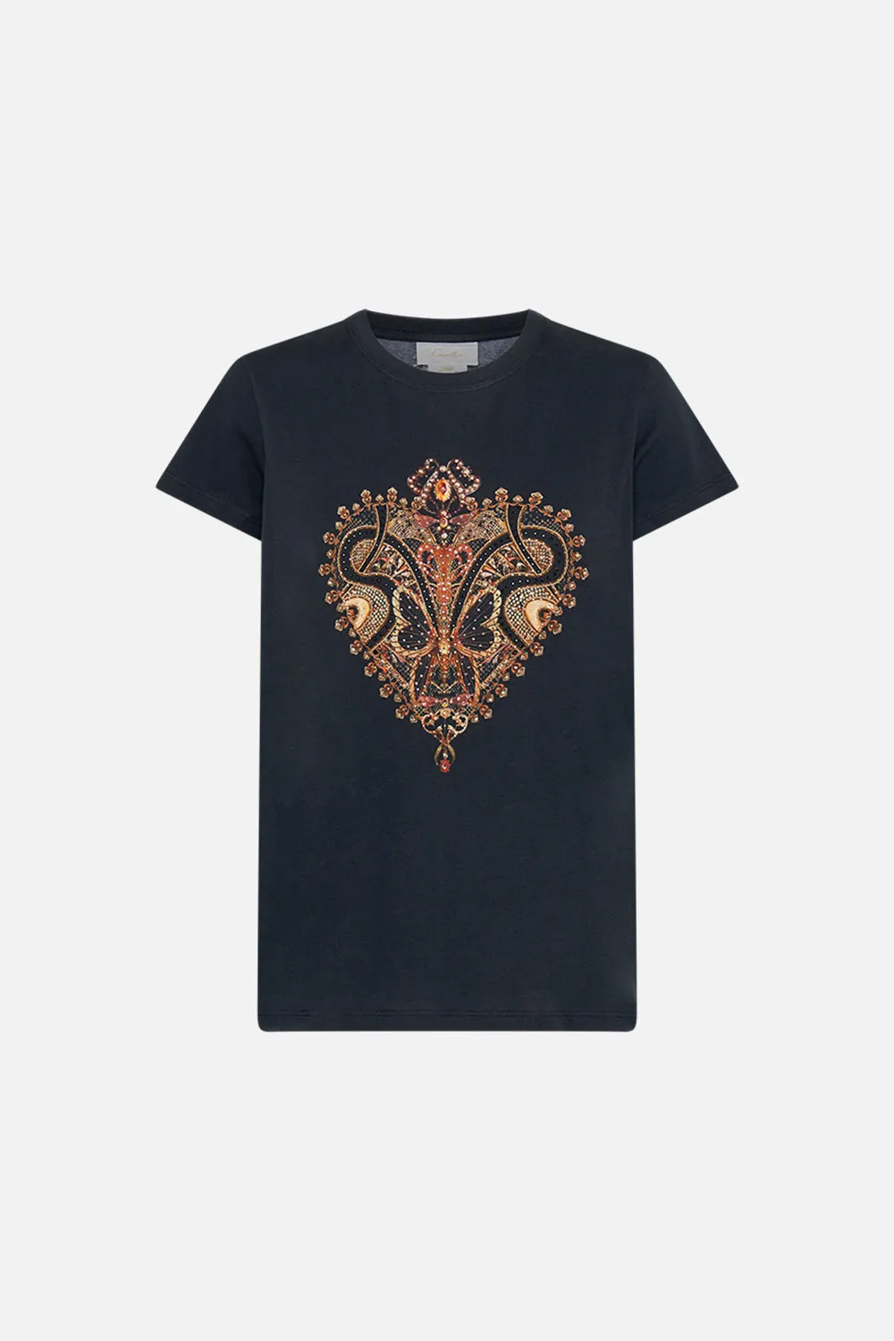 SLIM FIT ROUND NECK T-SHIRT - BLACK NOUVEAU NOIR sold by Camilla product image thumbnail 3