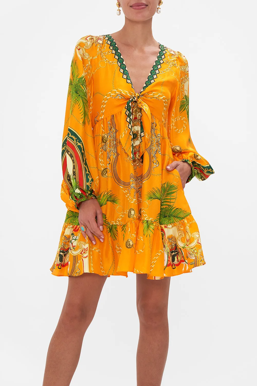 SHORT TIE FRONT BLOUSON DRESS DANCING WITH THE BULLS sold by Camilla product image thumbnail 4