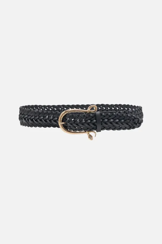 SNAKE BUCKLE BELT SOLID BLACK sold by Camilla