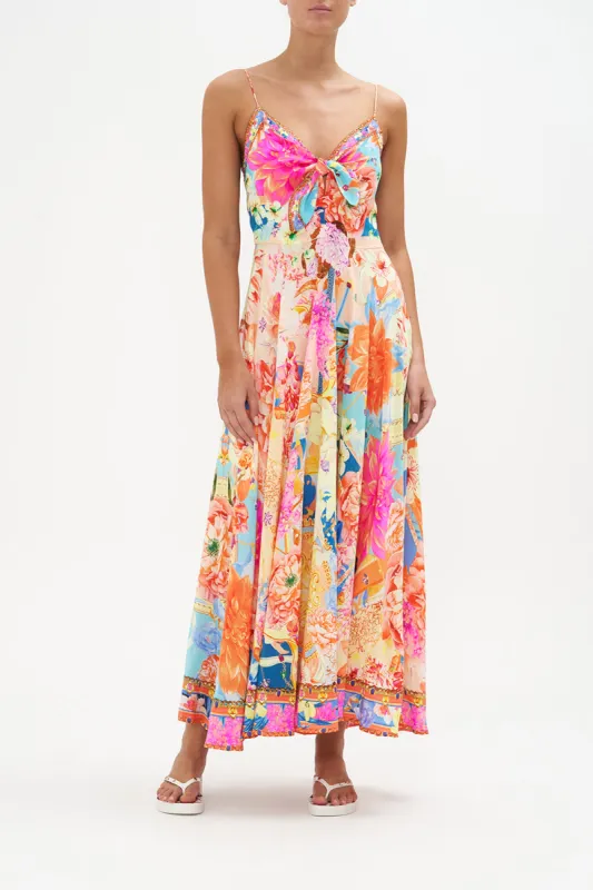 LONG DRESS WITH TIE FRONT MEET ME IN THE GARDEN sold by Camilla