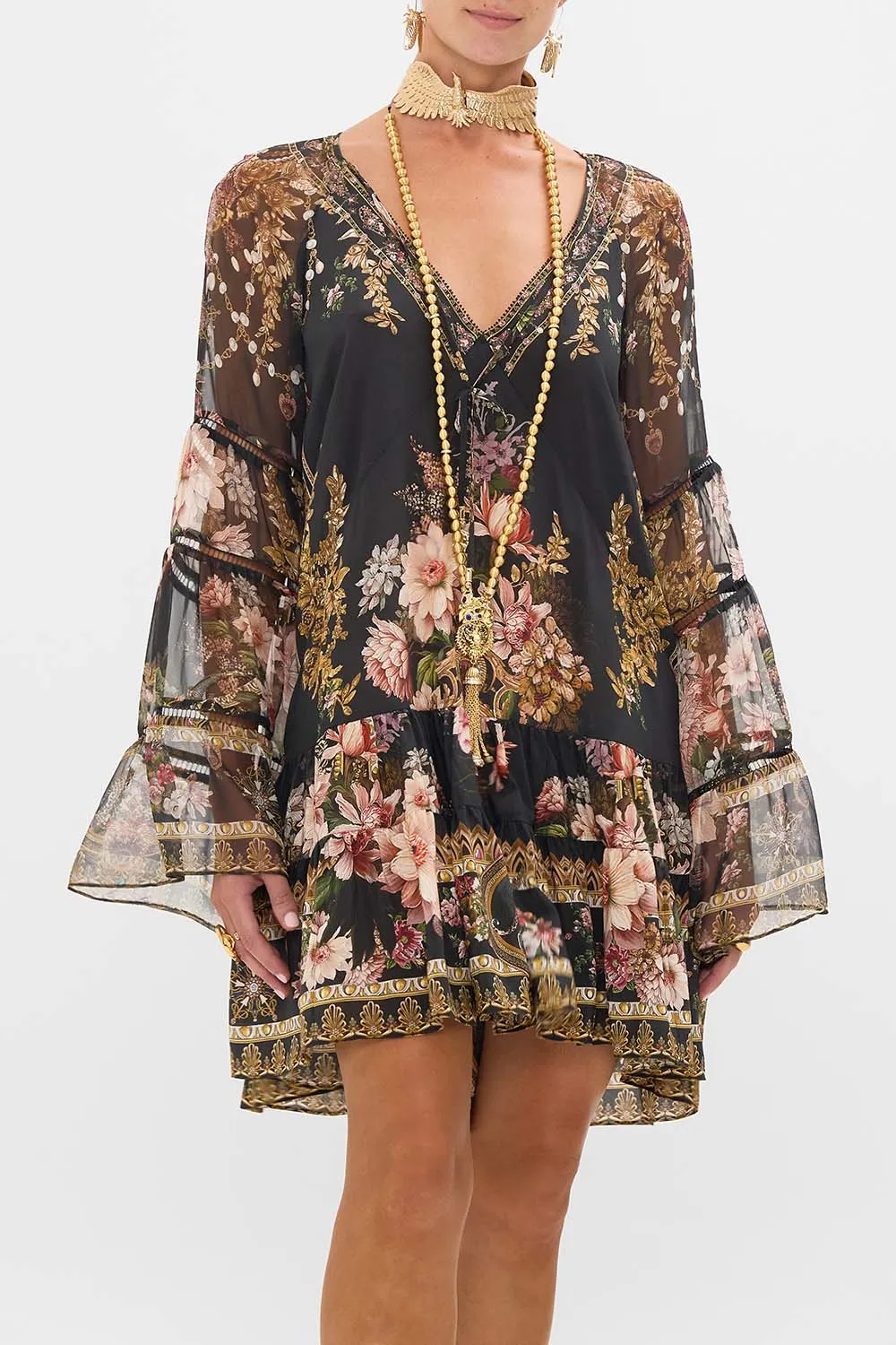 A-LINE GATHERED PANEL DRESS WITH LACE TRIMS DYNASTY DAZE sold by Camilla product image thumbnail 5