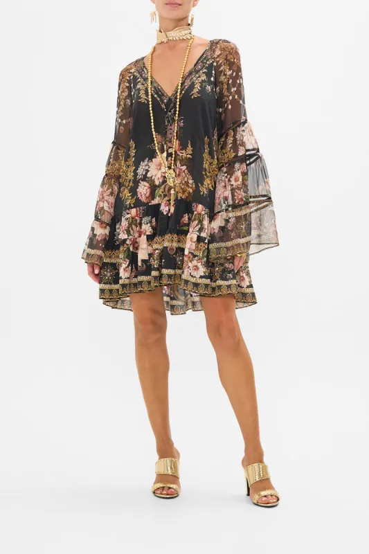 A-LINE GATHERED PANEL DRESS WITH LACE TRIMS DYNASTY DAZE sold by Camilla