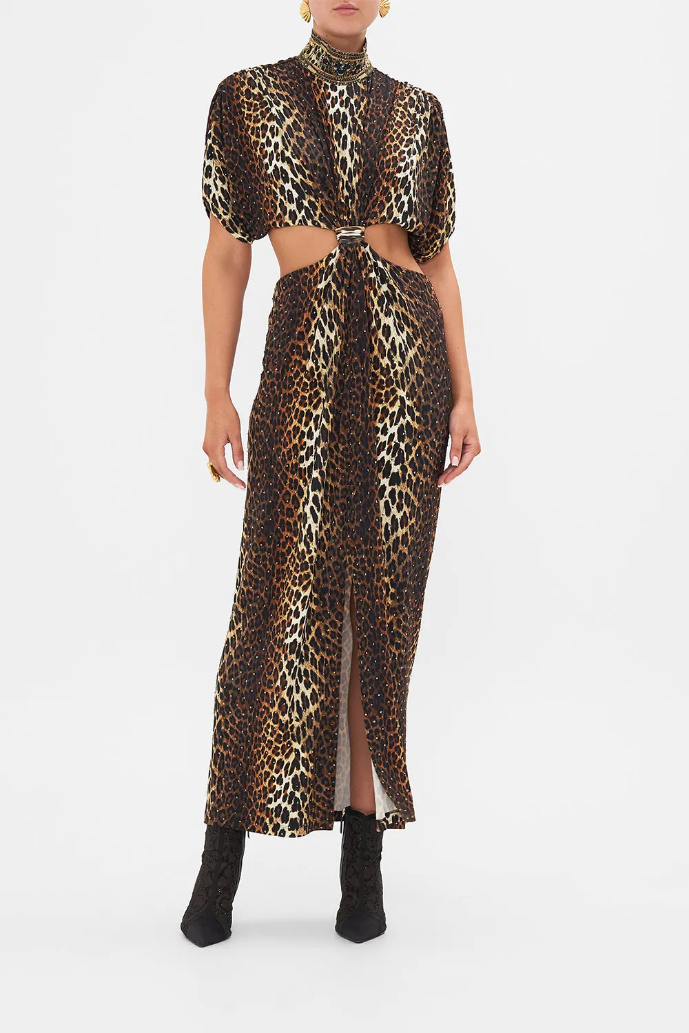 HIGH NECK TWIST CUT OUT JERSEY DRESS AMSTERGLAM sold by Camilla