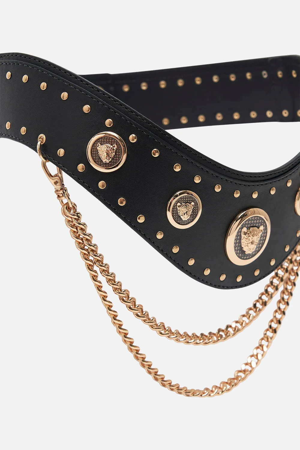 BELT WITH LEOPARD HARDWARE AND CHAINS SOLID BLACK sold by Camilla product image thumbnail 2