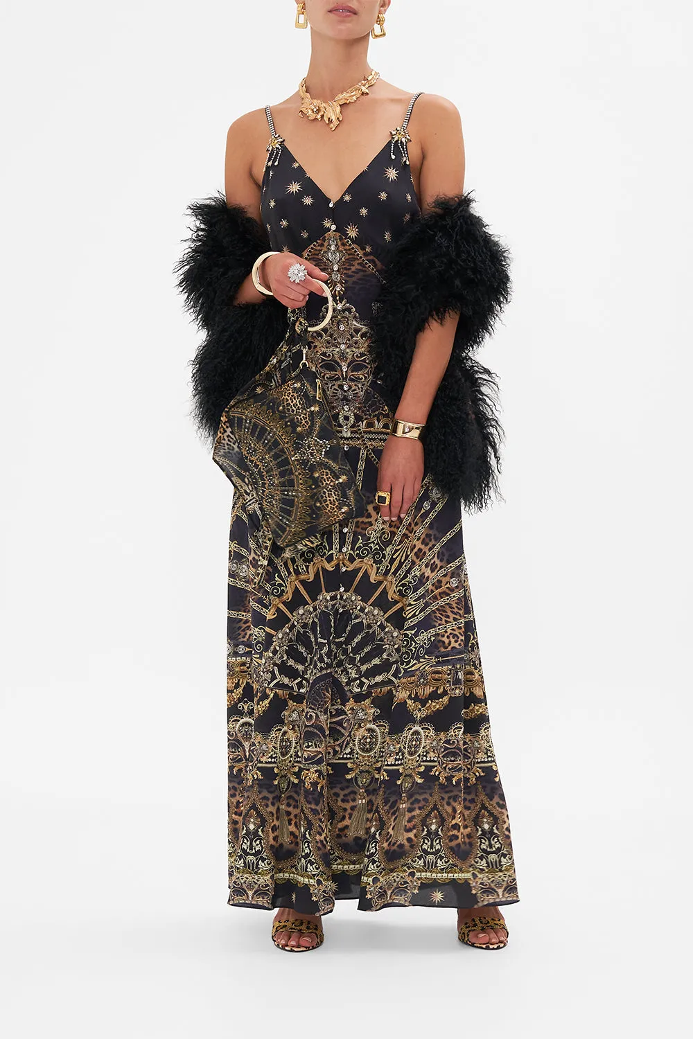 BUTTON FRONT STRAPPY DRESS MASKED AT MOONLIGHT sold by Camilla