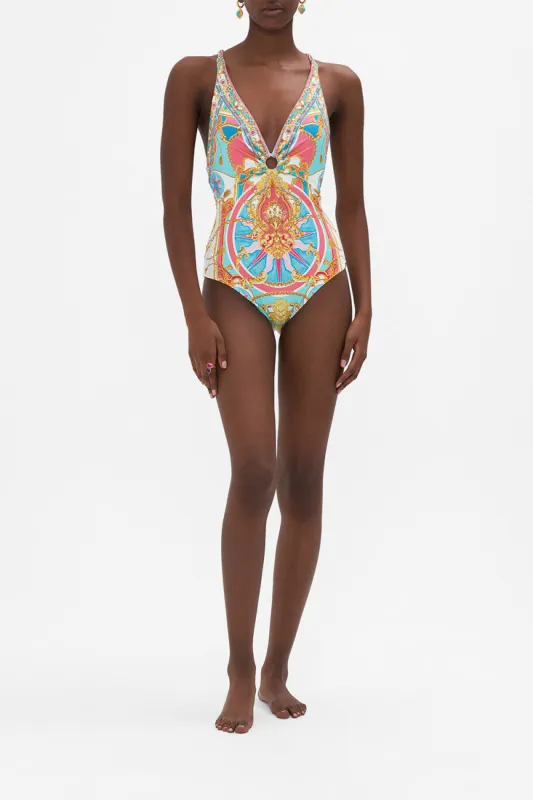 RING DETAIL PLUNGE ONE PIECE SAIL AWAY WITH ME sold by Camilla