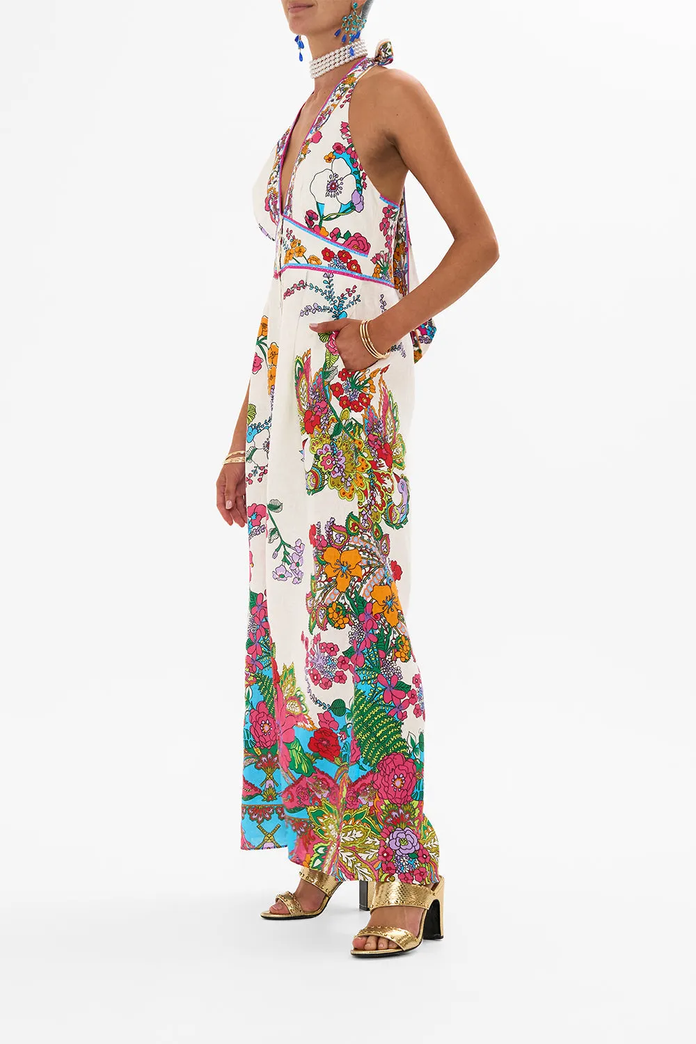HALTERNECK JUMPSUIT WITH TIE NECK COSMIC PRAIRIE sold by Camilla product image thumbnail 4